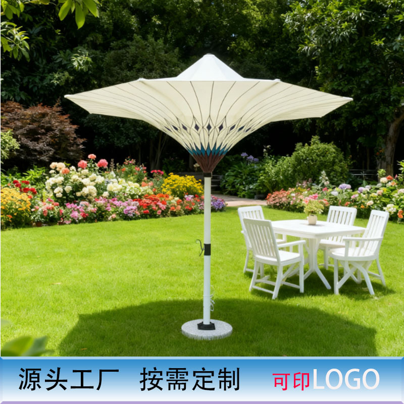 Creative Led Light-Emitting Flower Umbrella 3.5m Round Aluminum Alloy Central Column Umbrella for Villa Courtyard Hotel Swimming Pool Commercial Customization