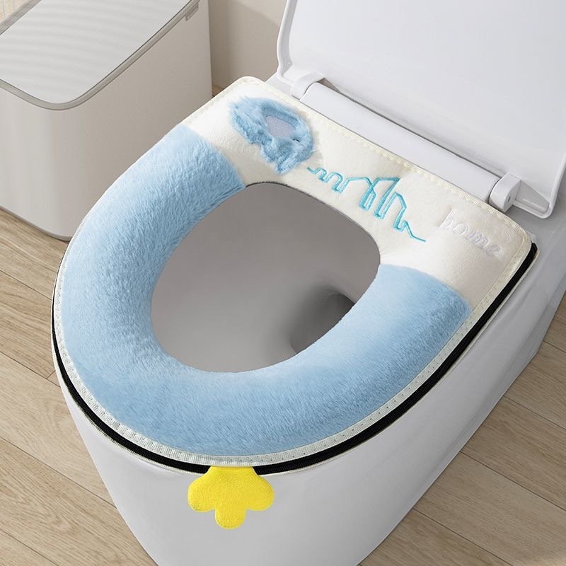 四季通用马桶坐垫带拉链家用冬季加厚毛绒马桶套坐便器圈马桶垫子|undefined