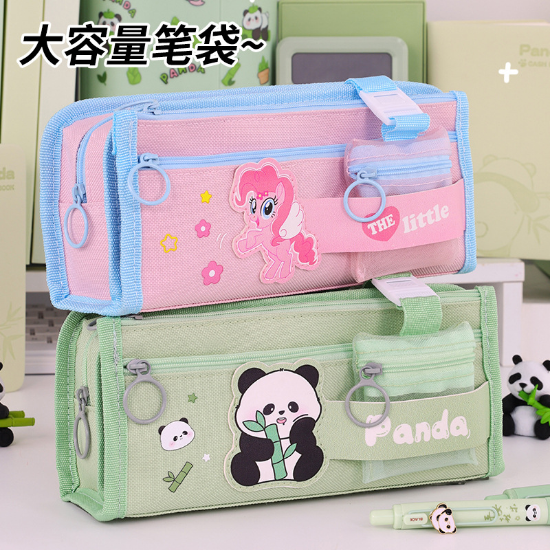 Cartoon lindo, lindo y divertido estuche para lápices, estuche para papelería estilo chica de nicho, caja de lápices de gran capacidad y resistente a la suciedad para estudiantes de secundaria