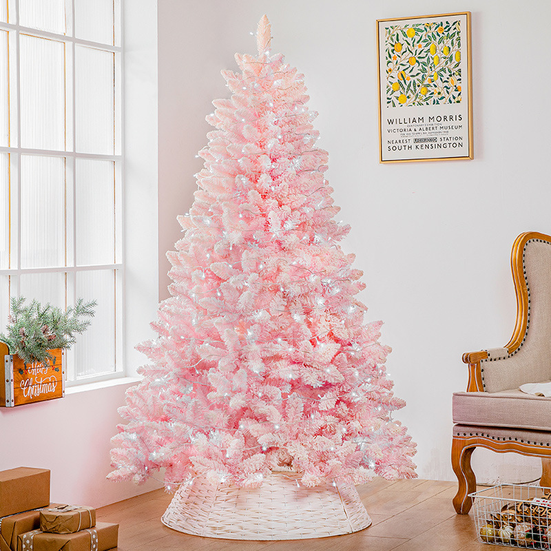 Cruzar la frontera nuevo lujo cifrado árbol de Navidad grande PE simulación árbol rosa azul macaron nieve árbol brillante Navidad