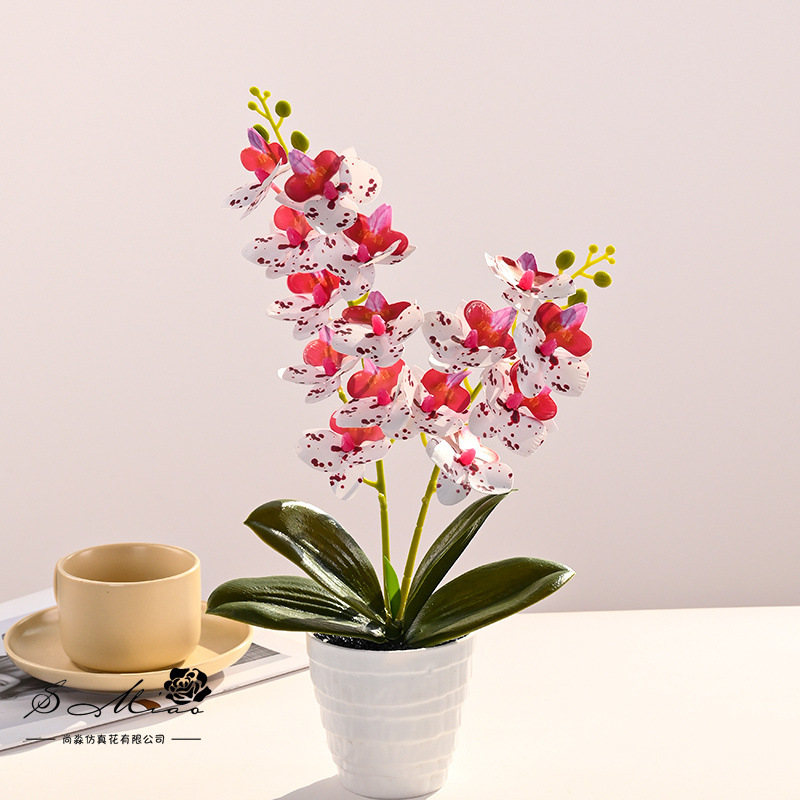 15 flores Phalaenopsis bonsai flor artificial moda creativa decoración de flores decoración artificial planta verde simulación pequeña en maceta image 1