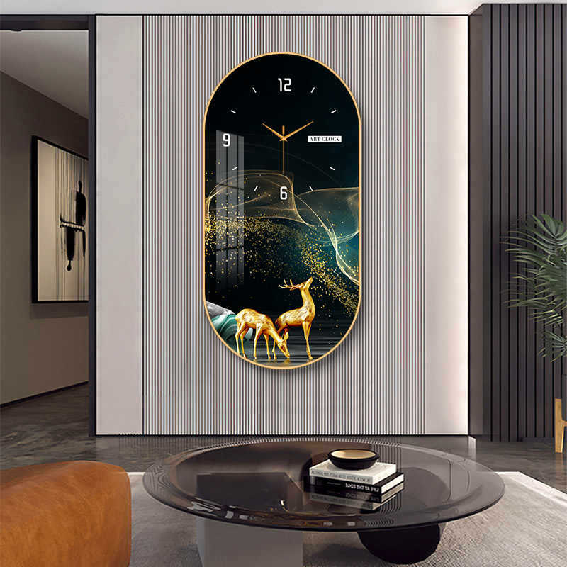 Modern Light Luxury Clock Wall Clock Living Room Home Dining Room Entrance Decorative Painting Perpetual Calendar Electronic Clock Wall Clock