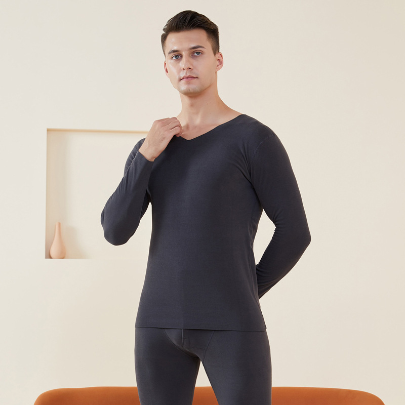 New men's seamless warm suit double-sided sanding plus velvet autumn pants warm bottoming shirt breathable wholesale New men's seamless warm suit double-sided sanding plus velvet autumn pants warm bottoming shirt breathable wholesale