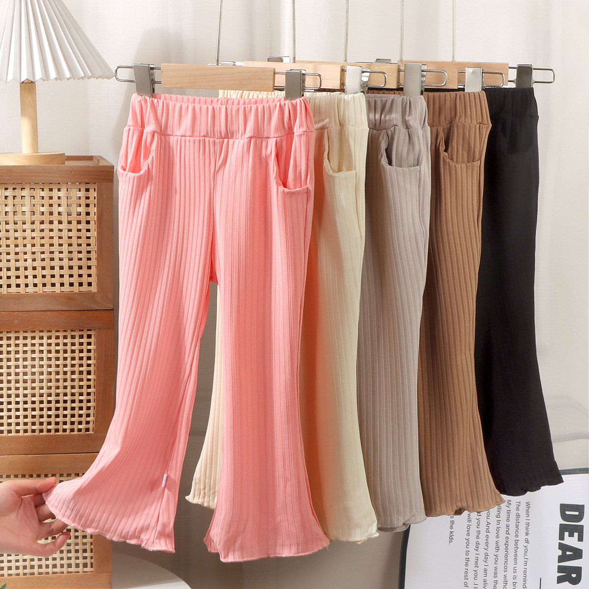 Girls' Bell-Bottom Pants Summer 2025 Korean Version for Young Children Solid Color Anti-Mosquito Pants Outerwear Versatile Casual Pants