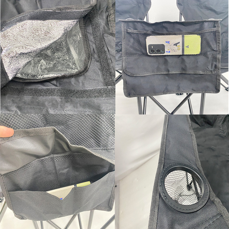 Silla doble con sombrilla Silla de playa al aire libre con bolsa de hielo Silla de camping plegable portátil Silla de pareja Silla de pesca de ocio al por mayor