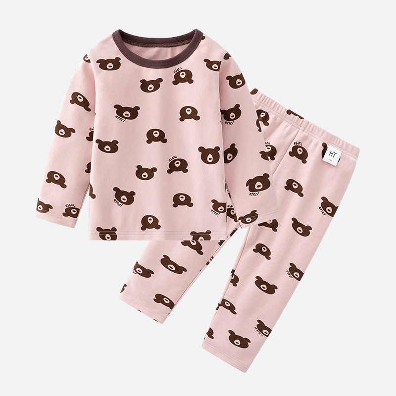 abbigliamento per bambini set di vestiti per la casa stampa orso cartone animato delicato sulla pelle e comodo per bambini e bambini di mezza età un pezzo spedizione diretta_voghion.com