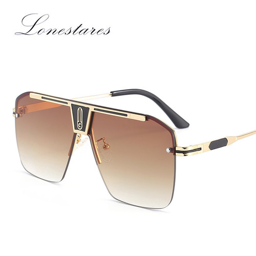Personalized European and American Style Metal Splicing Integrated Gradient Sunglasses for Men, Fashion Trendy Cool and Charming Sunglasses