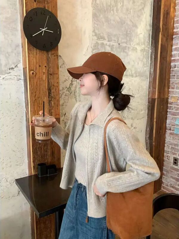 小香风针织套装女2025新款秋季穿搭一整套毛衣外套吊带背心两件套|undefined