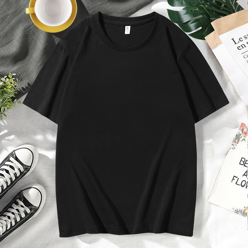 Customized Summer Short-Sleeved T-Shirt for Men, Solid Color, Loose and Versatile, Round Neck Top, Men's Casual Simple T-Shirt, Cultural Shirt