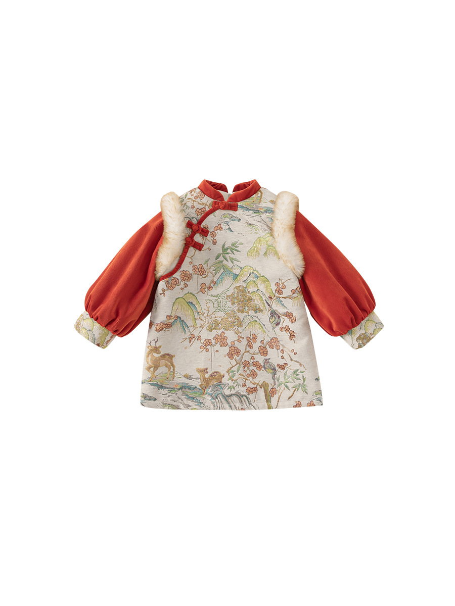 Yubao ropa infantil niñas vestidos de cheongsam nuevo estilo de niños vestidos de estilo chino de vestidos de Año Nuevo Tang niñas pequeñas vestidos de Año Nuevo