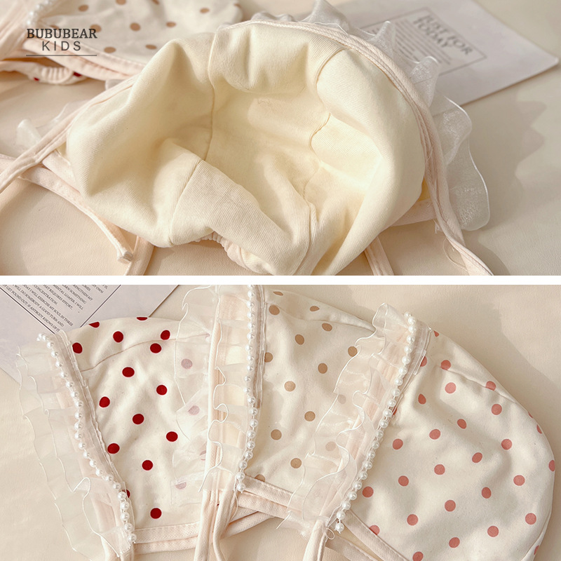 Sombrero de bebé de primavera y otoño princesa delgada gorro de oído de aire extranjero bebé primavera y verano encaje sombrero de corte pequeño mes sombrero de embarazo