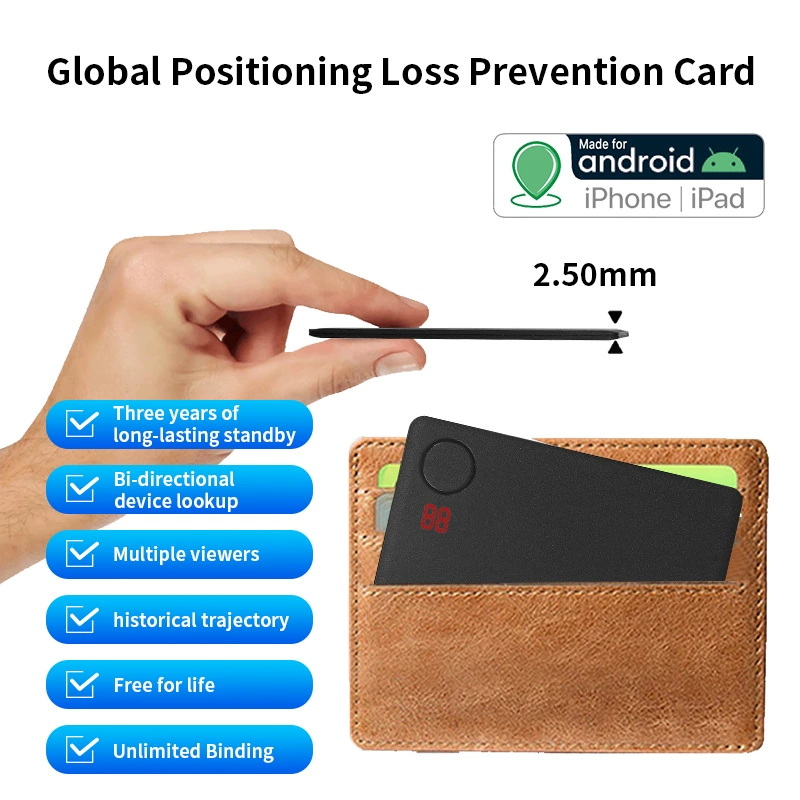 Ультратонкое устройство для защиты от потери карты, устройство глобального позиционирования, подходящее для IOS, Android, кошелек, трекер, позиционирование домашних животных