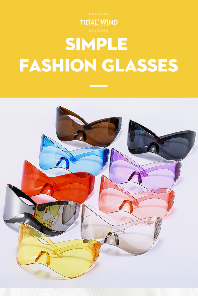 Ballon de sport une pièce à technologie futuriste Y2K, lunettes de soleil punk cool, lunettes hip-hop pour fille épicée, nouvelle collection_voghion.com