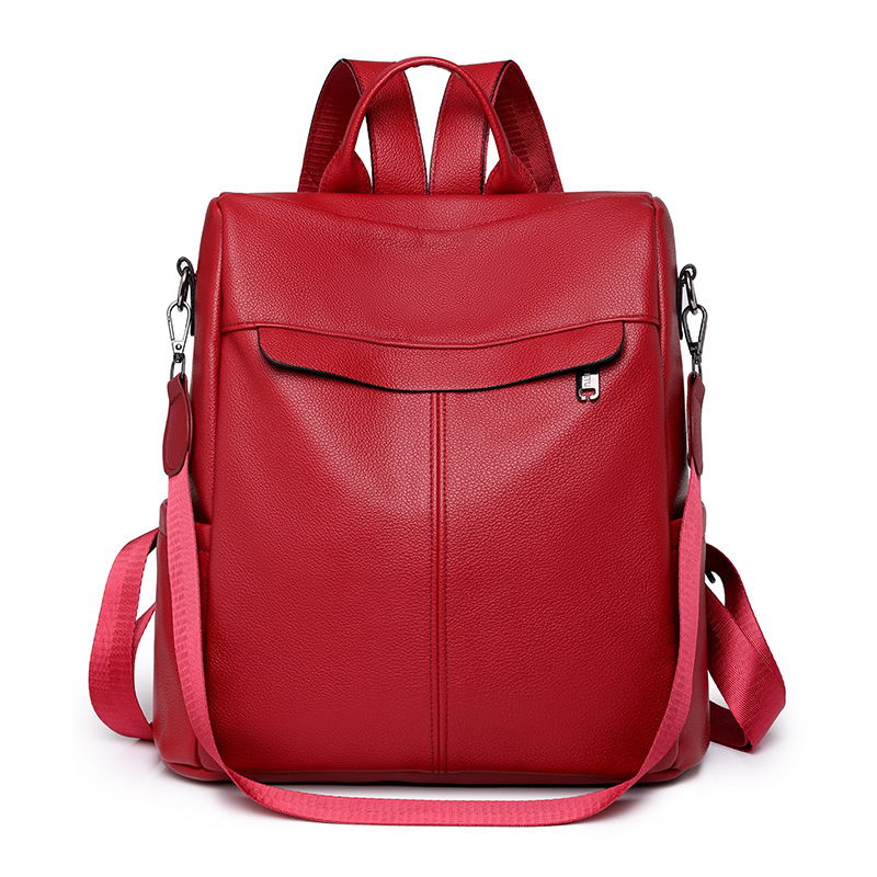 Transfronterizo Amazon al por mayor 2023 nueva mochila antirrobo de cuero suave moda casual multifuncional mochila de doble uso mujer