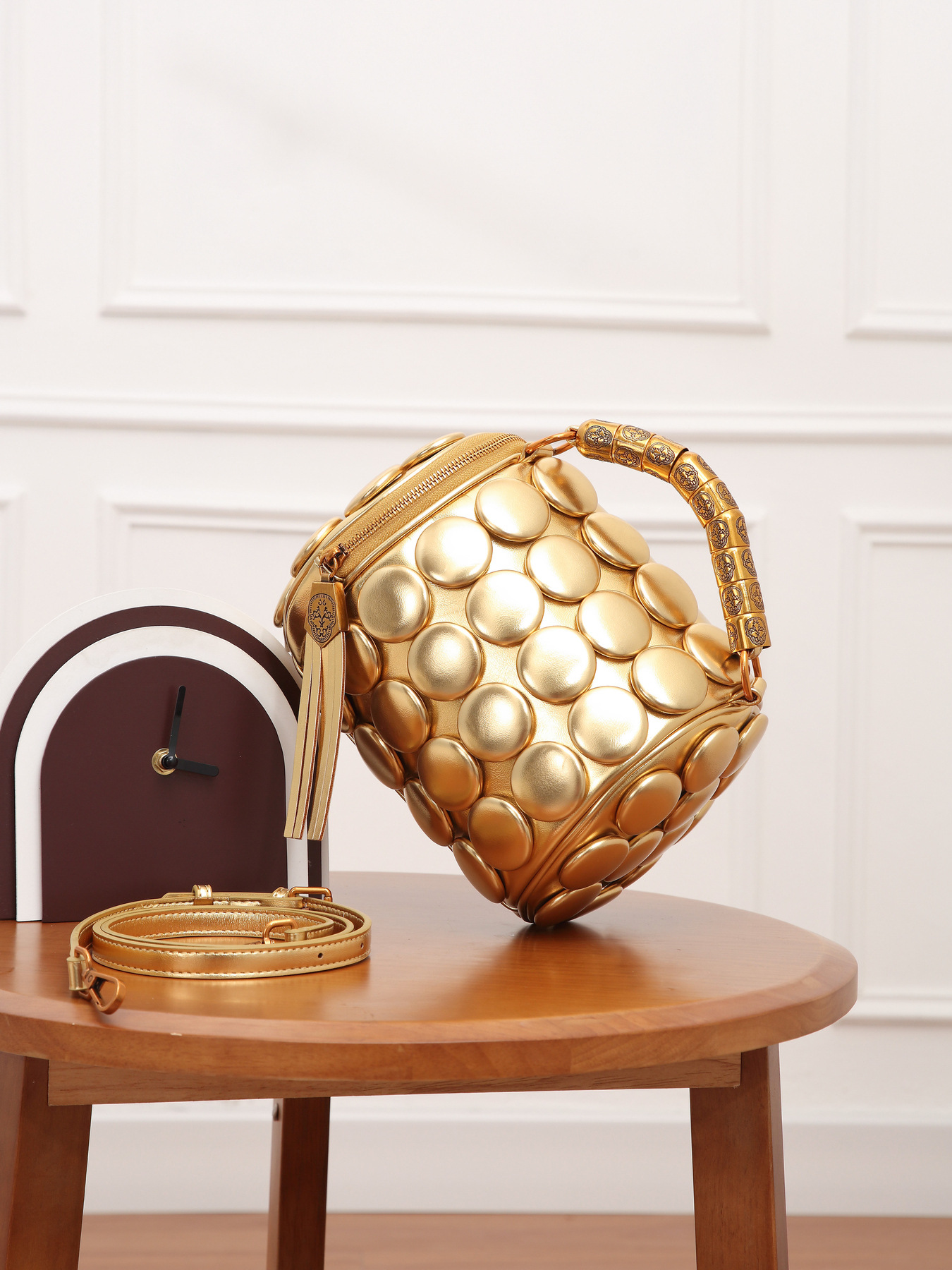 Damen Handtasche Mit Polka Dot Muster Elegante Umhängetasche_voghion.com