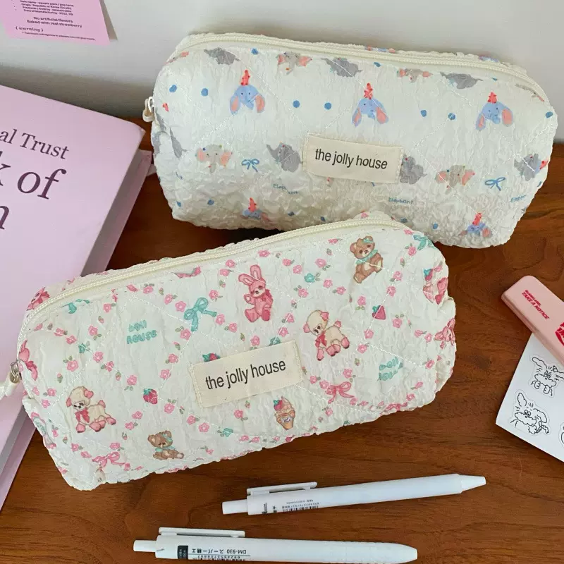 韩版卡通可爱ins高颜值泡泡棉笔袋大容量初高中女孩铅笔盒收纳包