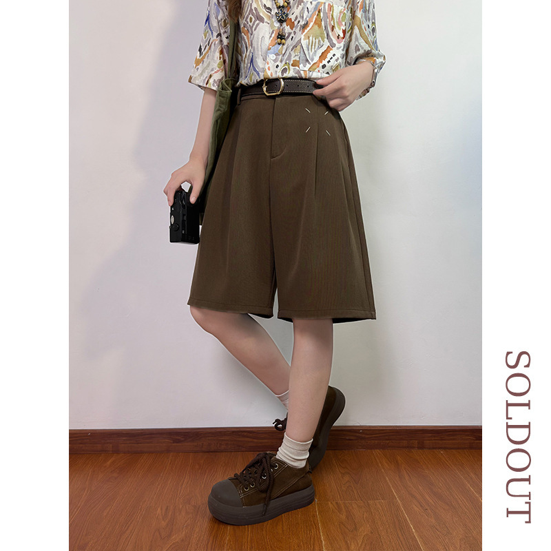 Soldout Original Summer Retro Japanese Style Simple Straight Shorts for Men and Women Loose Draped Casual Mid-Length Pants