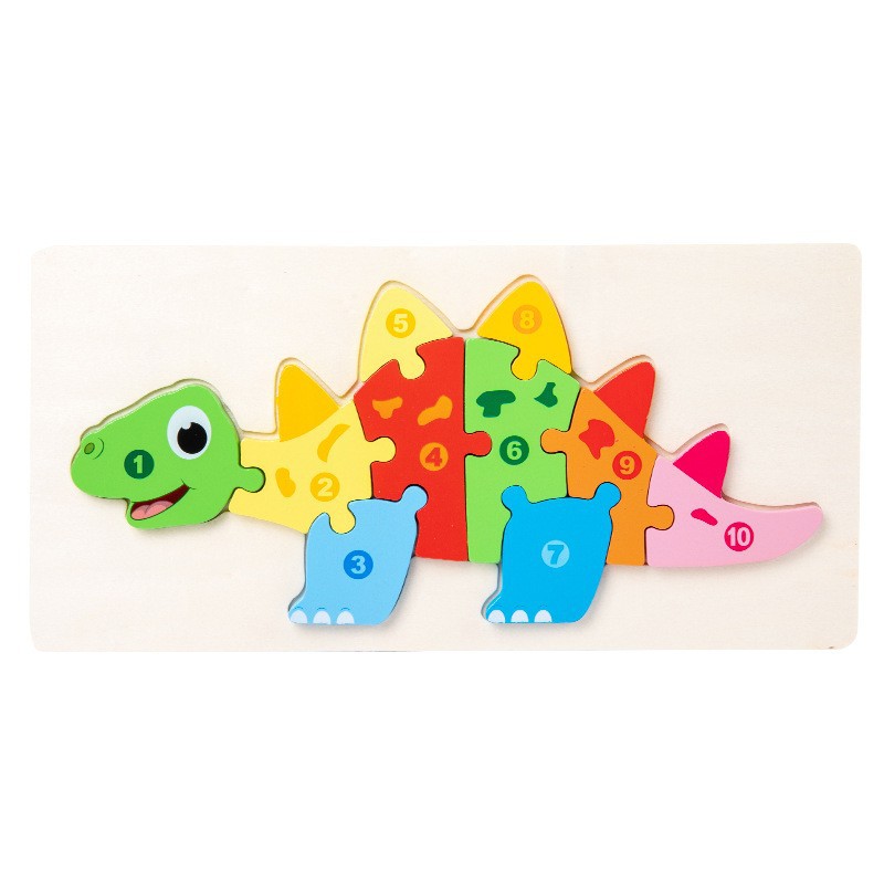 Rompecabezas tridimensional de madera 3D bloques de construcción rompecabezas de dinosaurio de juguete educación temprana animal piezas grandes de herramientas de transporte niños cognitivos