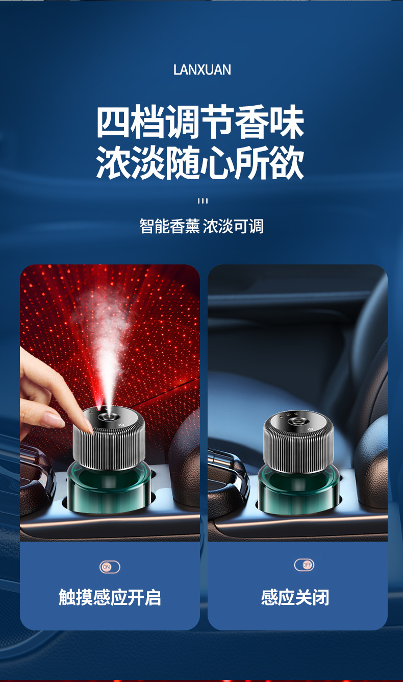 Car Aromatherapy Car Perfume Star Top Car Intelligent Incense Sprayer Spray Creative Decoration High-end Car Supplies