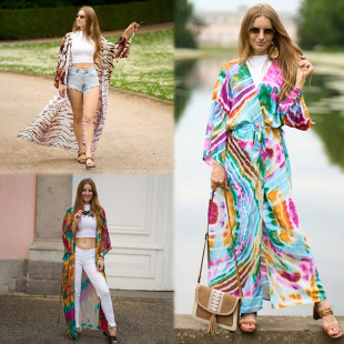 2022 cross-border Europe and the United States new beach blouse cotton positioning printed holiday swimsuit bikini beach skirt outside