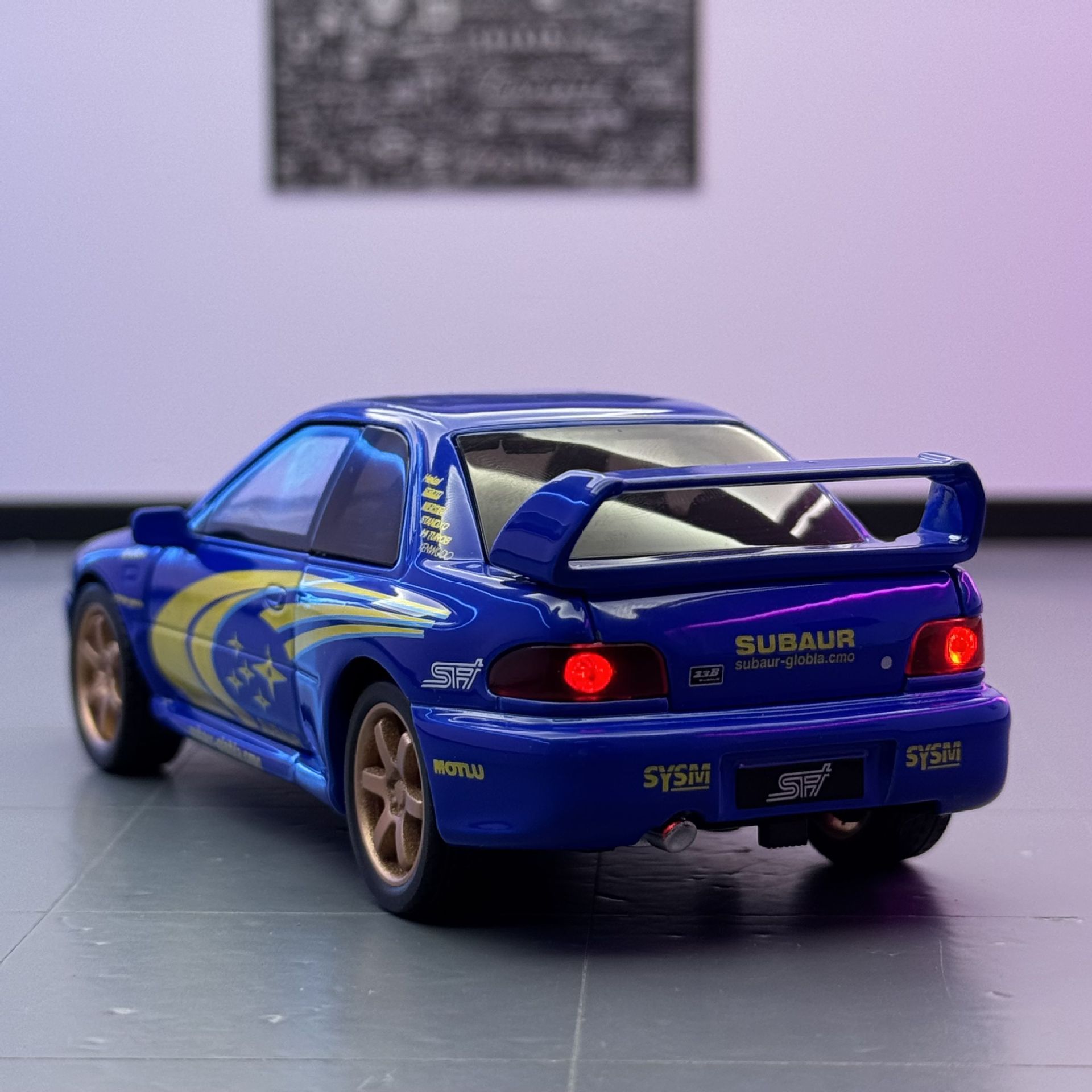 Zhongyuanxing Car Model 1:32 Subaru Impreza Alloy Rally Car Sound Model Adornos