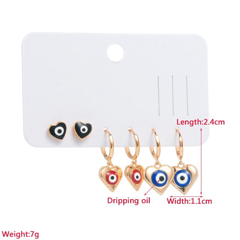 Fashion Devilu0027S Eye Copper Drop Earrings Plating Inlay Zircon Copper Earrings 3 Pairs