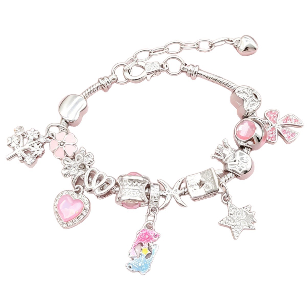 Pan brazalete DIY Piscis brazalete diamante amor pentagramas árbol de la vida arco flores joyas de moda
