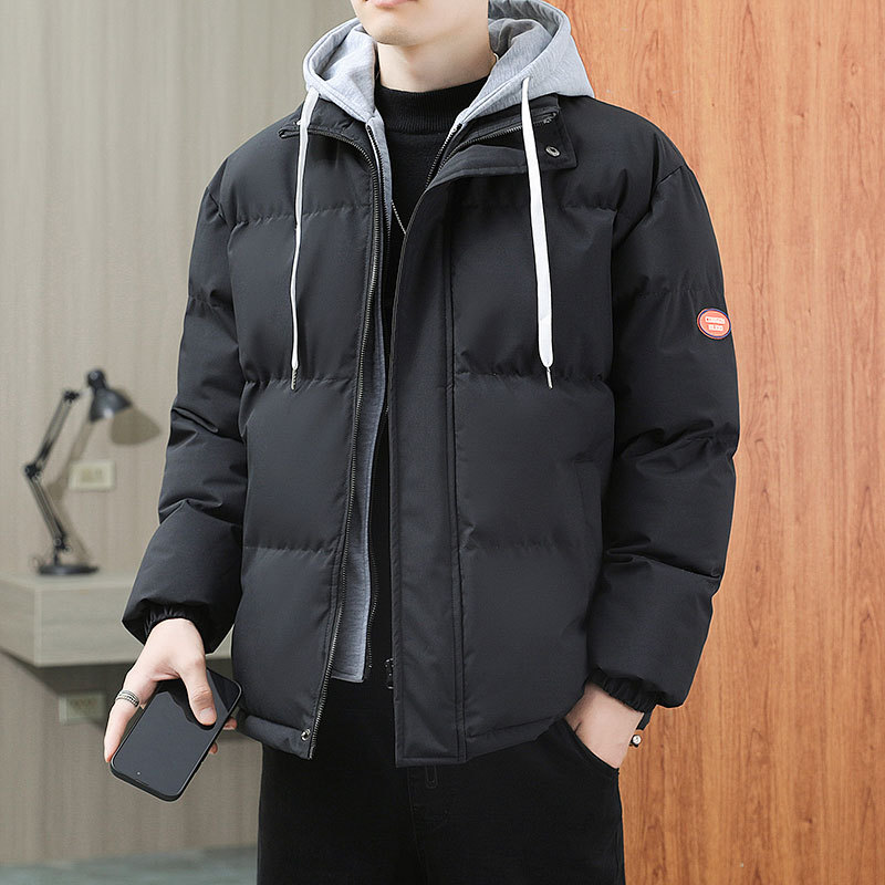 NASA invierno chaqueta de algodón de plumón de tamaño grande para hombres moda falsa dos piezas chaqueta de algodón con capuz para hombres gruesa chaqueta de algodón caliente chaqueta coreana
