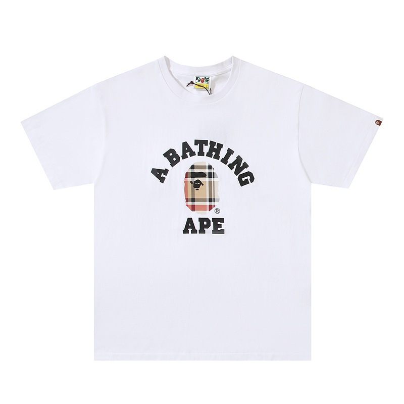Bape A Bathing Ape Plaid Ape Head T-shirt White