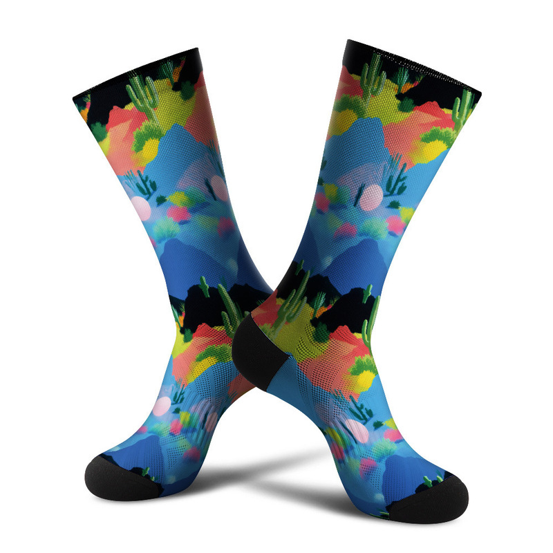 360 Seamless Digital Printing 3D Digital Printing Trendy Socks Contrasting Color Gradient Mountain Range Cactus Stockings 360 Seamless Digital Printing 3D Digital Printing Trendy Socks Contrasting Color Gradient Mountain Range Cactus Stockings