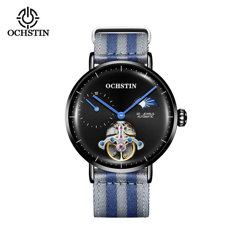 Ochstin月像透かし彫り飛輪機械時計男性時計全自動生放送クロスボーダービジネスベルト機械腕時計|undefined