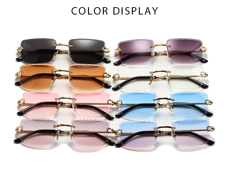 45g Weight Frameless Glasses Structure Sunglasses Classification PC, UV400 Protection Lens Material Polygon Glasses Style Outdoor, Daily Occasion Solid Color Pattern Unisex Gender Casual, Simple Style Style Casual Simple Style Solid Color PC UV400 Protection Polygon Frameless Women's Sunglasses 3