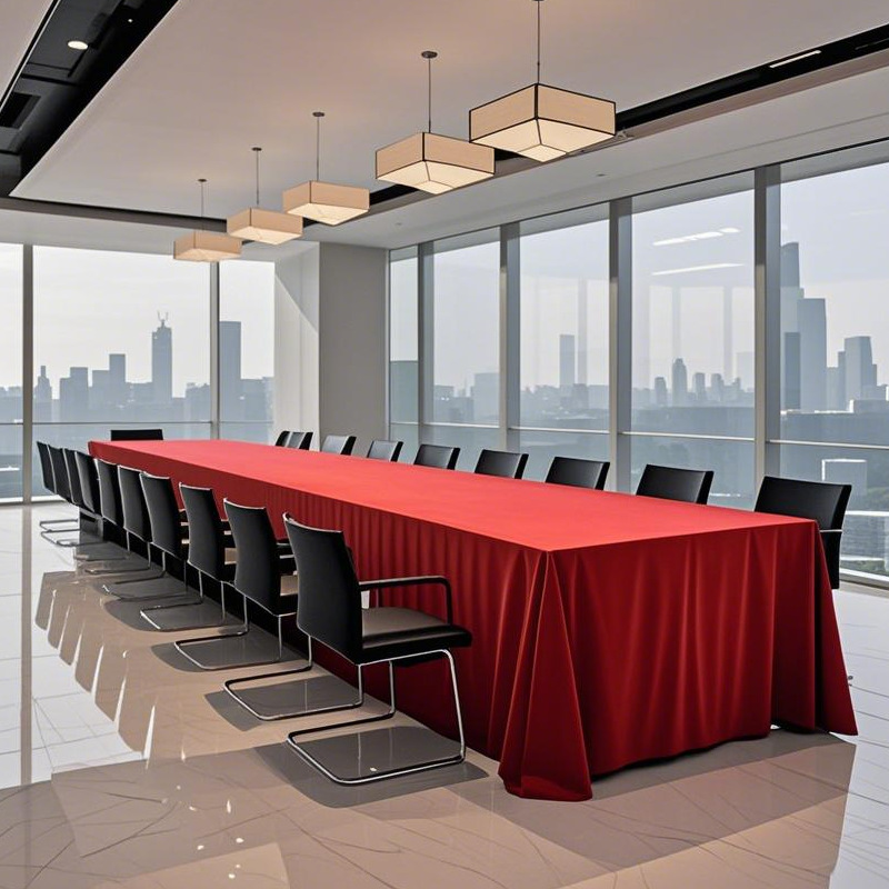 Red Conference Tablecloth, Accessible Luxury and High-End Rectangular Waterproof and Stain-Resistant Tablecloth, Hotel Booth, Wedding Stall Table Cover