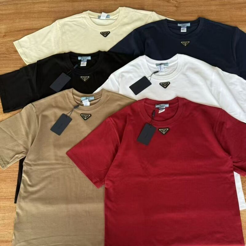 Cross-Border Summer Metal Print Triangle Social T-Shirt Unisex Trendy Brand Versatile Round Neck Trendy Loose Casual Wear