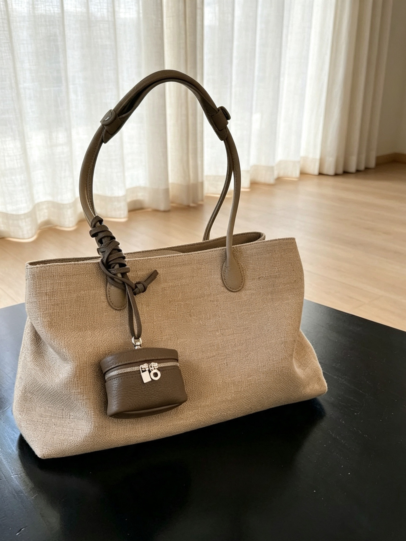 Böyük Tutumlu Kətan Patchwork Tote Çanta və Çiyin Çantası