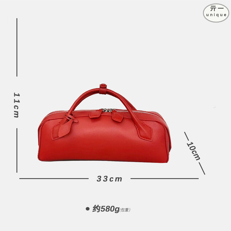 ALAI bolso de salchicha portátil de piel de vaca de nicho bolso de palo mágico de alta gama 2025 nuevo bolso retro de moda de todo fósforo