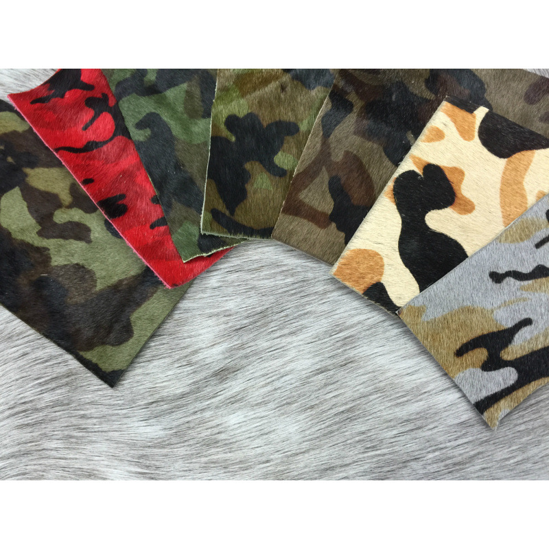 头层牛皮迷彩牛毛皮整张印花皮革马毛皮箱包服装面料