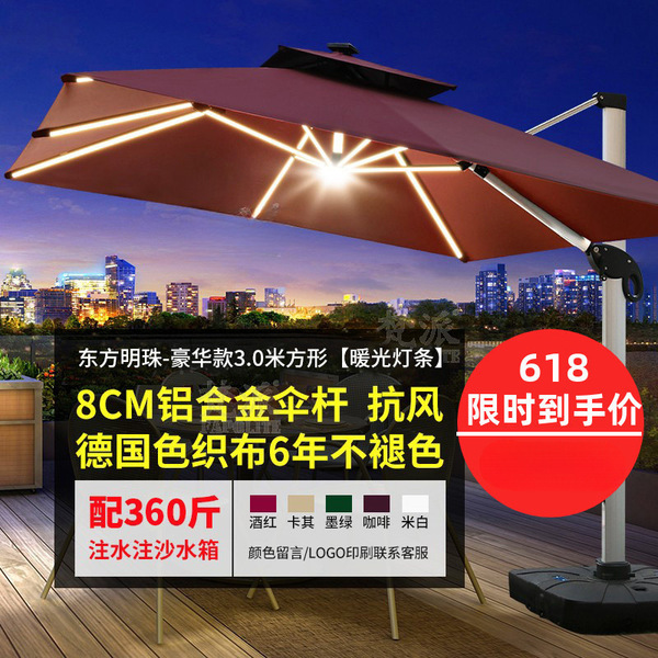 Travel umbrella with light for commercial use