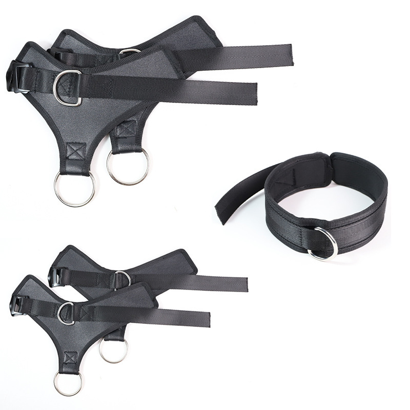 Jiuai SM Handcuff Bondage Set, 6-Piece PU Restraint Kit, Black — detail image 4