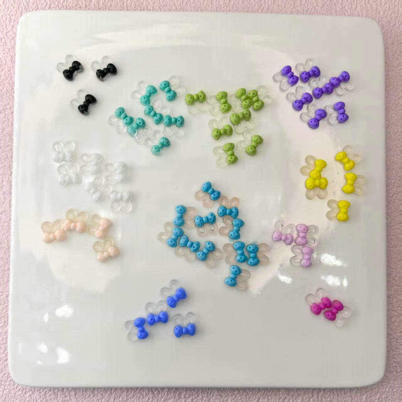 透明夜光光变蝴蝶结兔耳朵美甲饰品批发发夹配饰材料贴片0026