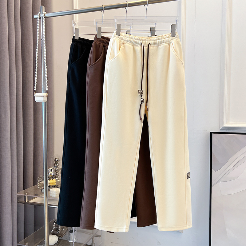 65-160kg Plus Size Casual Pants 2025 Autumn and Winter New Straight Loose Sports Lace-Up Velvet Pants for Fat mm 65-160kg Plus Size Casual Pants 2025 Autumn and Winter New Straight Loose Sports Lace-Up Velvet Pants for Fat mm