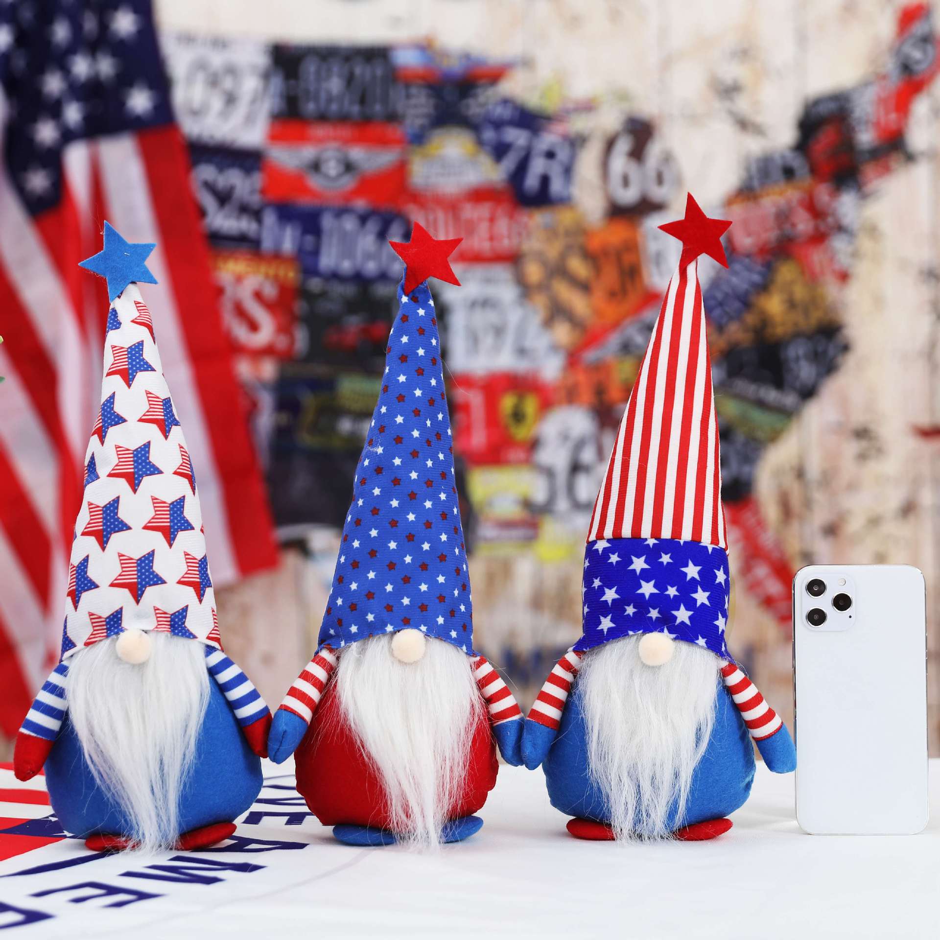 Cross-border new product American Independence Day Pentagram Rudolph Doll Dwarf Faceless Dwarf Doll Decorative Supplies