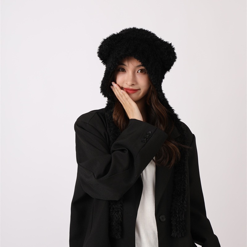 Φθινόπωρο και Χειμώνας Χαριτωμένη Μικρή Αρκούδα Λούτρινη Προστασία Αυτιών για Παιδική Κορεατική Έκδοση Ευέλικτη Ζεστασιά Διπλή Μπάλα Μαλλιών_voghion.com