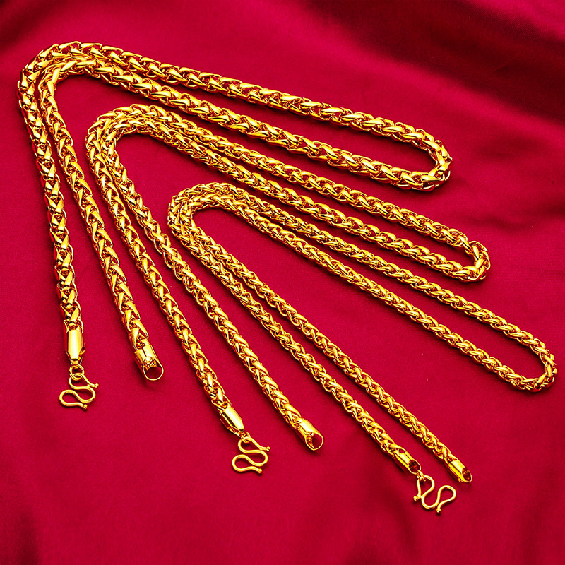 Vietnam gold Chopin chain men's gold color hemp necklace brass gold-plated jewelry atmosphere 24K color factory direct sales