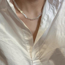 韩国进口设计款S925纯银重工猪鼻子项链女时尚欧美风锁骨链颈链