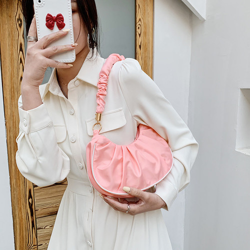 Manufacturer wholesale bags women's bags  new fashion casual shoulder bag solid color pillow bag soft surface pleated armpit