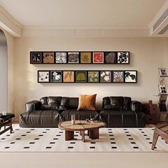 中古风高档客厅装饰画横版长条沙发背景墙挂画法式复古艺术卧室画