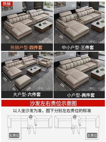 Modern minimalist living room smart sofa queen size set furniture light luxury Nordic leather sofa