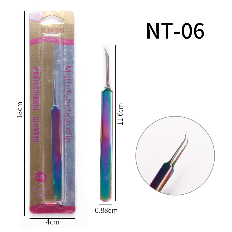 Venta caliente transfronteriza de acero inoxidable colorido pestañas postizas color titanio injertado pestañas pinzas de manicura puntiagudas de precisión