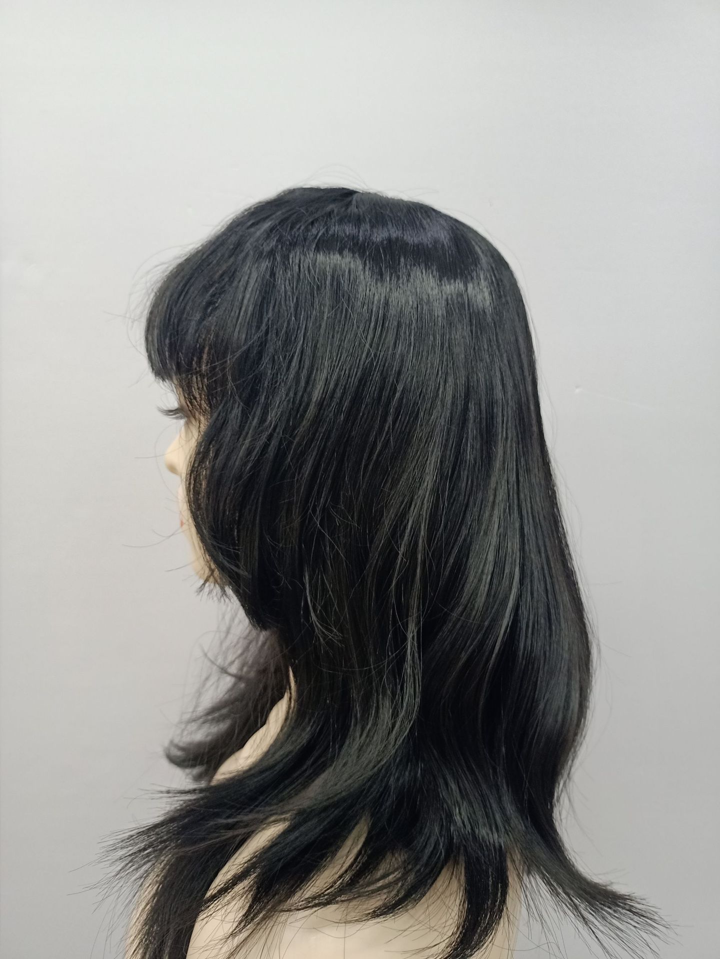 Europa y los Estados Unidos nueva fibra química pelucas de todo el mecanismo de pelucas medianas negras largas